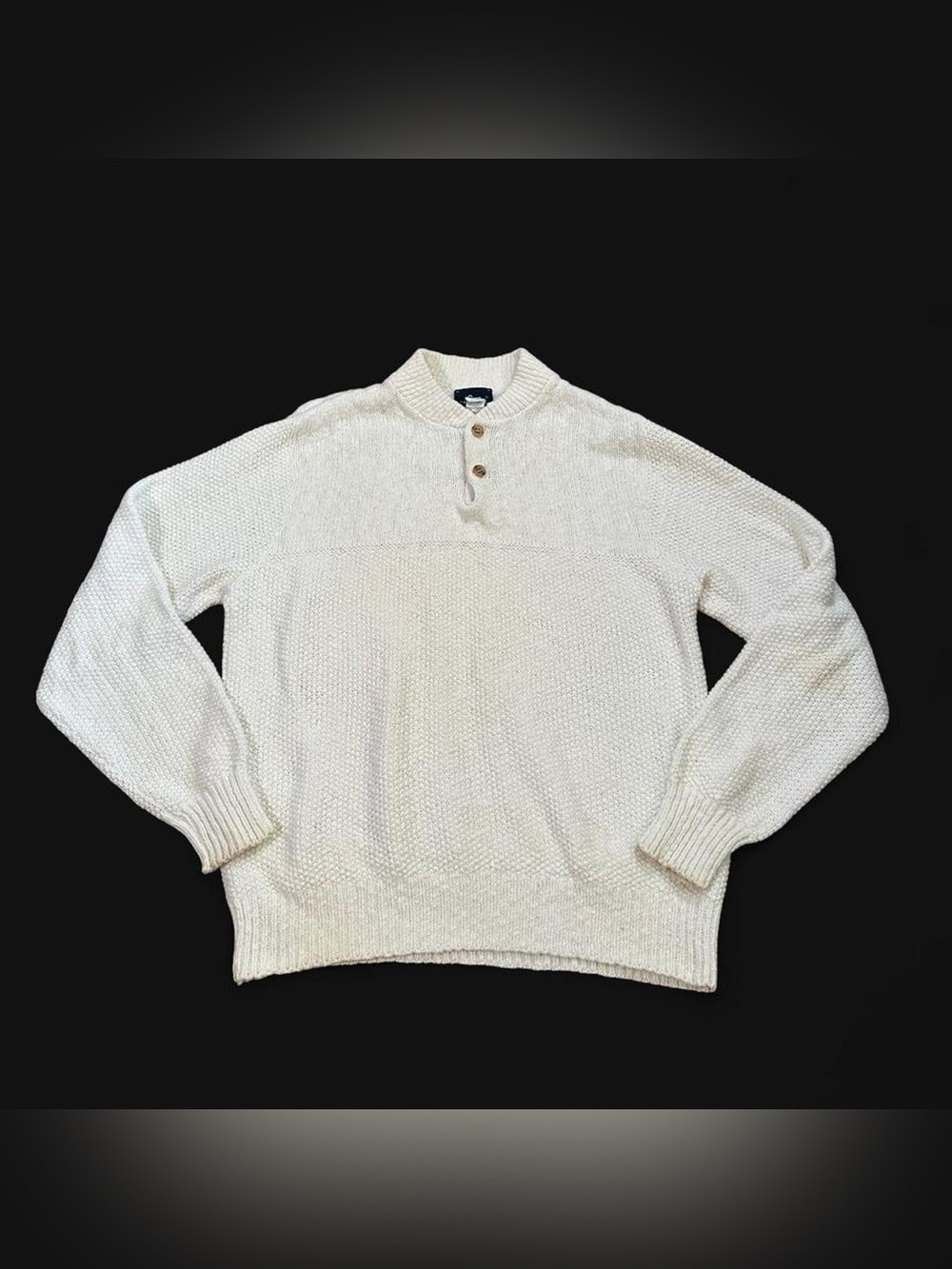 Woolrich Vintage Men’s Made in USA White Cotton 1/4 Button Knit Sweater‎ Large